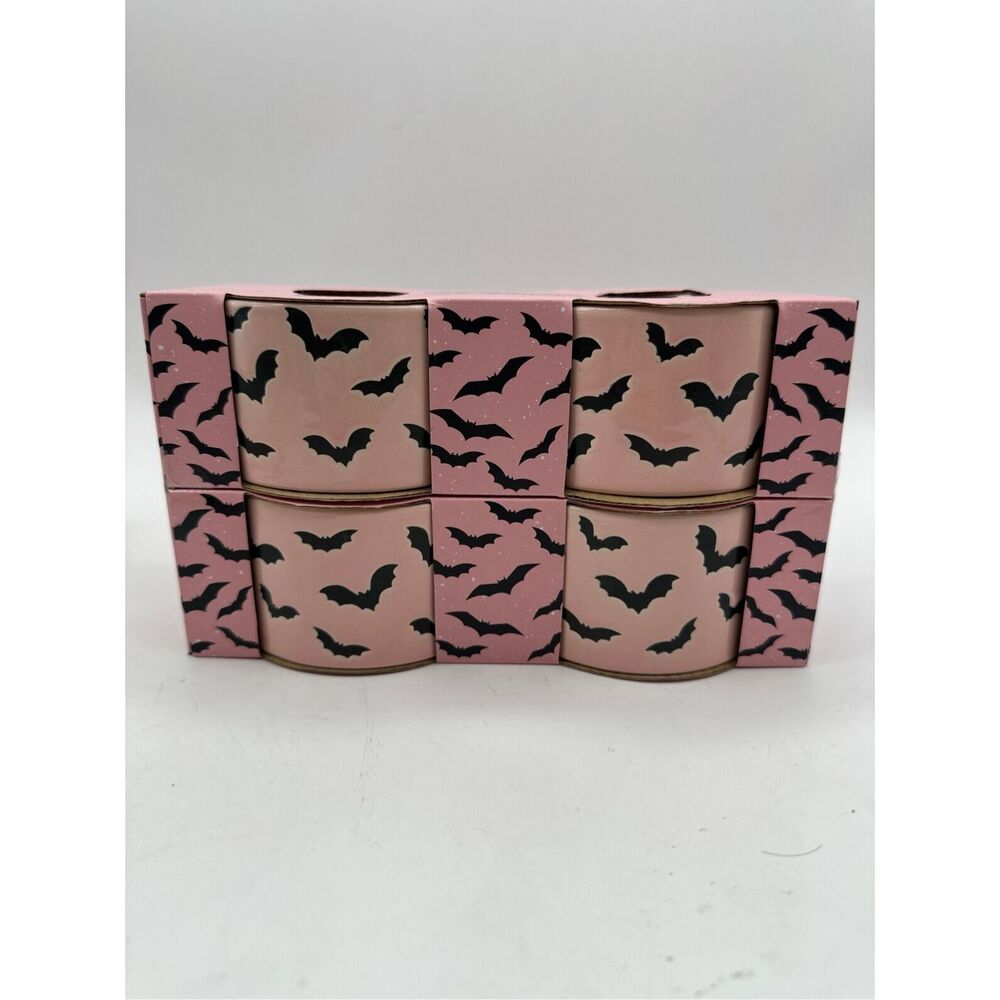 NIB Bake Shop Pink Black Bats Ramekins set of 4